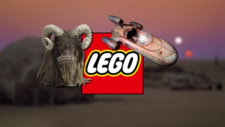 LEGO Fan Turns Golden Retriever Puppy Set Into Star Wars' Tatooine With Bantha Mount and Landspeeder